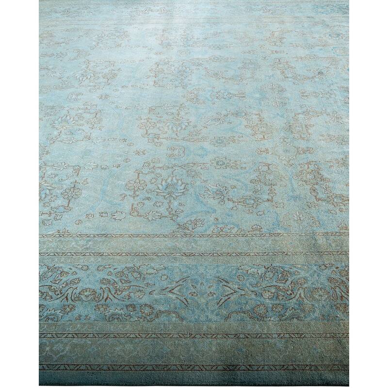 Overton Hand Knotted Wool Vintage Inspired Modern Contemporary Overdyed Gray Area Rug - 12' 0" x 23' 1"