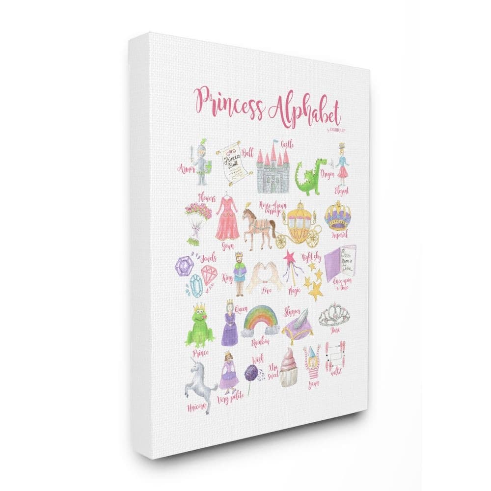 Porch & Den 'Watercolor Princess Alphabet' Canvas Wall Art - Multi-Color