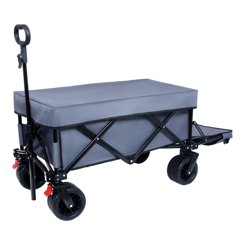 Foldable Hand Cart 300L, 49-inch Extra-Long Tailgate Folding Hand Cart, Beach Cart