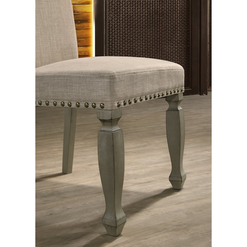 Roundhill Furniture Breda Antique Gray and Dark Oak Finished Wood Dining Set, Table with Four Chairs