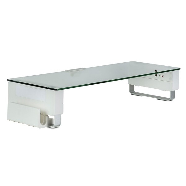 Mount-It! Computer Monitor Stand With USB Desktop Glass Riser