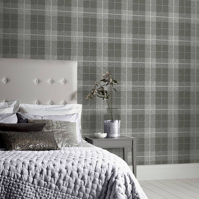 Arthouse Hector Charcoal Plaid Wallpaper