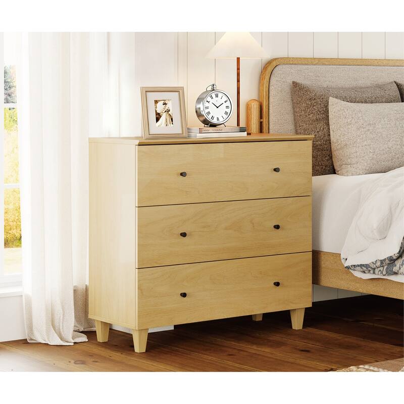 WAMPAT 3 Drawer Nightstand for Bedroom, 35 Inches Wide
