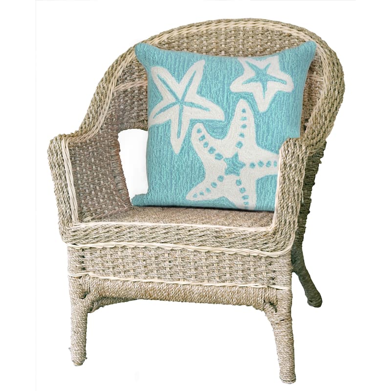 Liora Manne Frontporch Starfish Indoor/Outdoor Pillow Aqua 18" Square