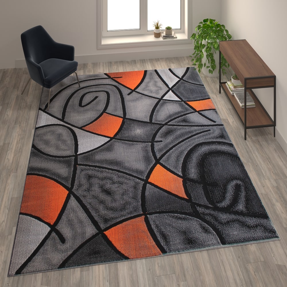 Modern Olefin Accent Area Rug - Abstract Pattern