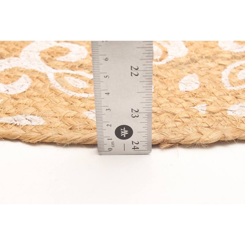 ECARPETGALLERY Braided Weave Palas Denizli Tan Jute Rug - 3'0 x 3'0