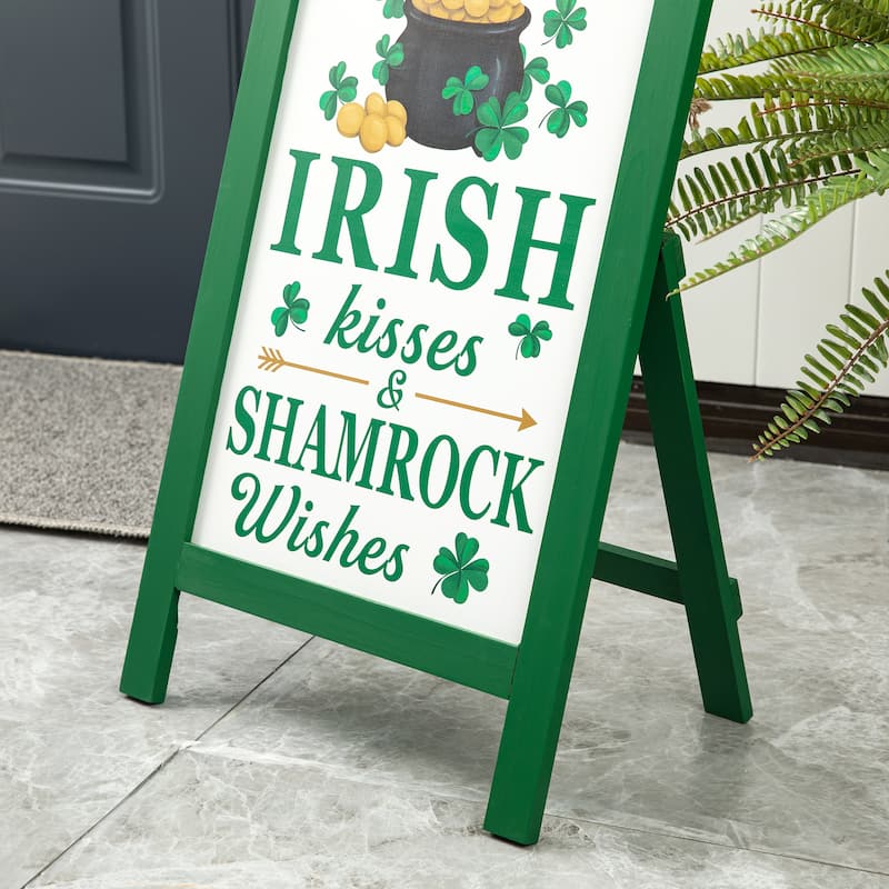 Glitzhome 24"H St. Patrick's Wooden Porch Sign Wall Decor