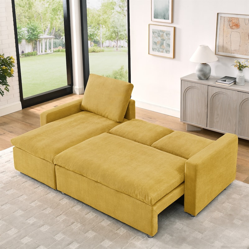 L Shaped Convertible Sleeper Sofa,90" Sectional Couch wStorage Chaise