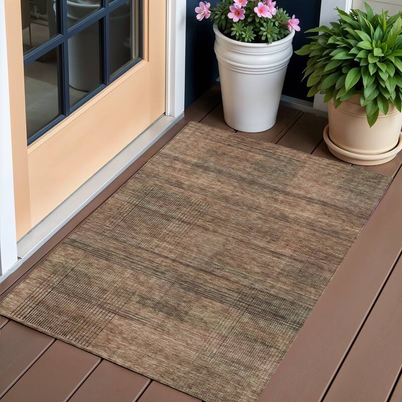HomeRoots Striped Transitional Rectangle Outdoor Rug - 3' x 5'