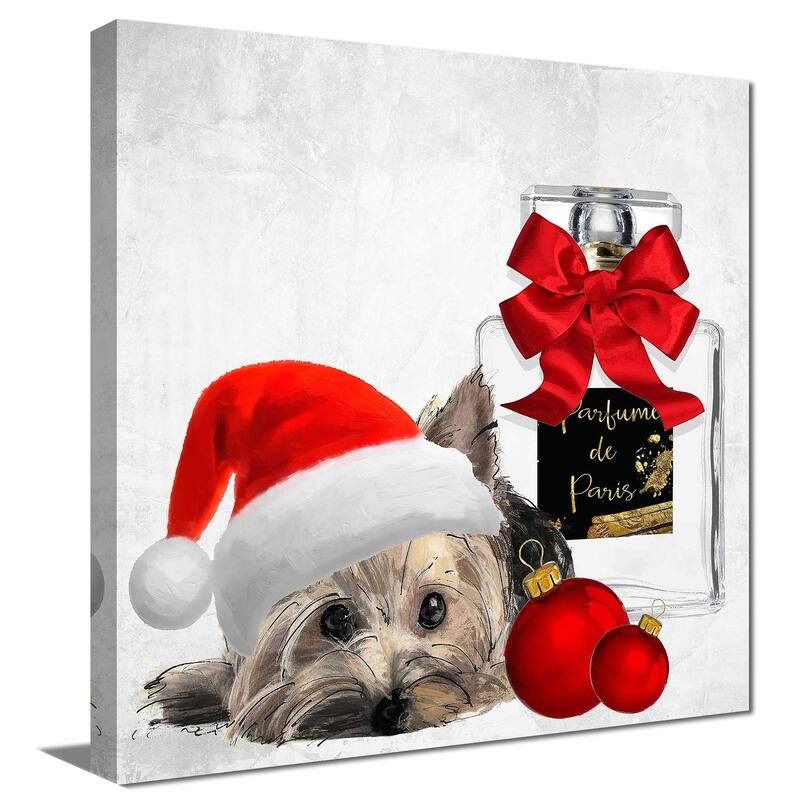 "Christmas Holiday Yorkie" by Jodi Print on Canvas