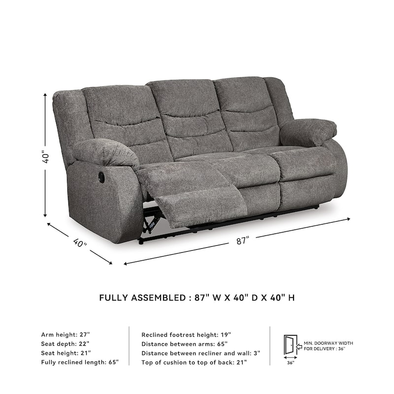 Signature Design by Ashley Tulen Gray Reclining Sofa - 63" W x 40" D x 40" H