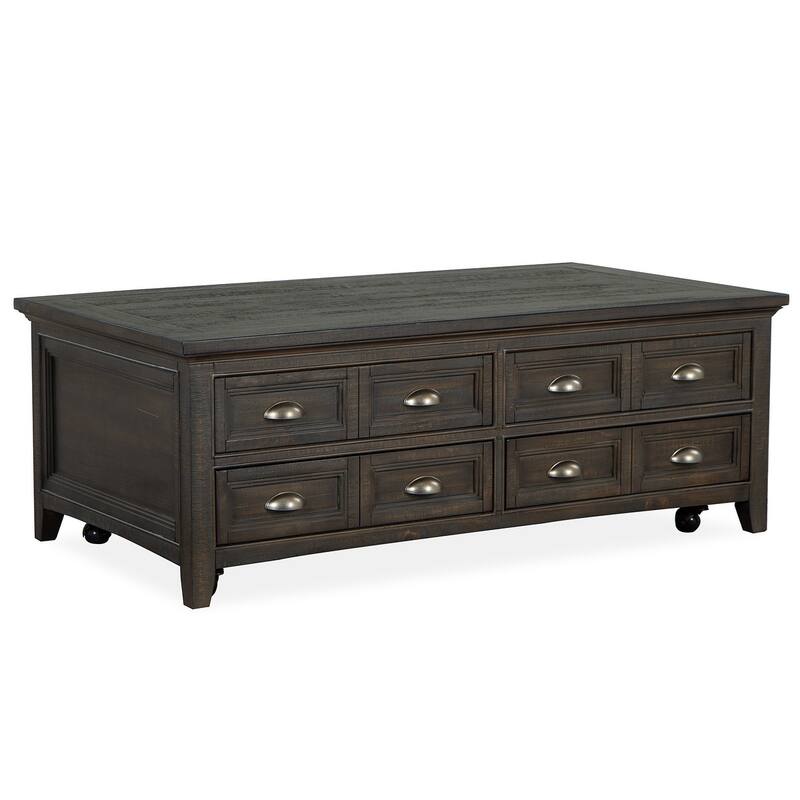 Magnussen Home Westley Falls Graphite Lift Top Storage Cocktail Table With Casters - 50''W x 28''D x 18''H - 50''W x 28''D x 18''H - Graphite - Wood