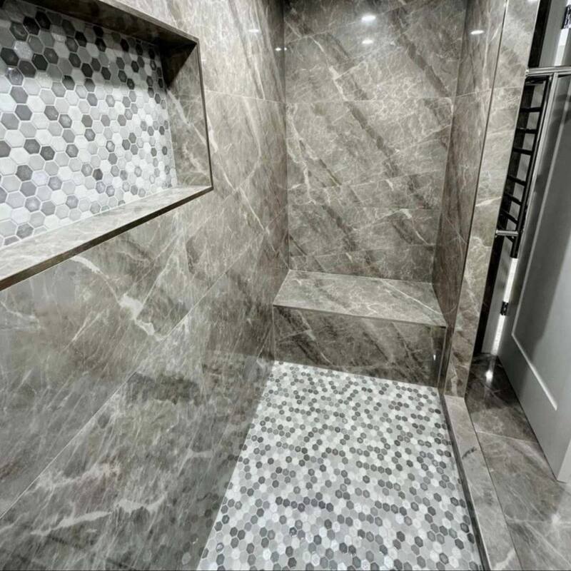 The Tile Life Eterna Hex 1x1 Glass Mosaic Floor & Backsplash Wall Tile