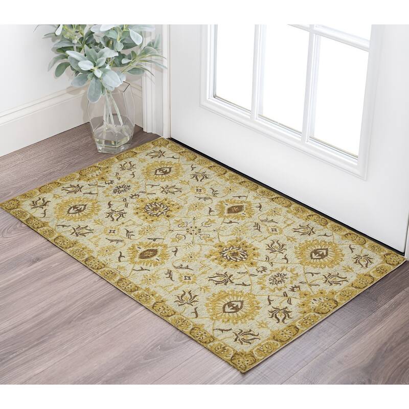 HomeRoots Floral Medallion Traditional Rectangle Area Rug - 36.00 in. x 24.00 in. x 0.40 in. - 36.00 in. x 24.00 in.  x 0.40 in.