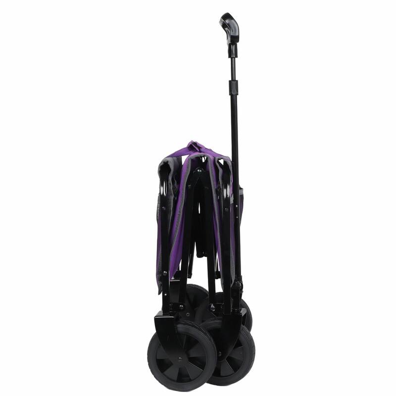 All-in-One Convertible Folding Utility Trolley with 4 Wheels, Bench Seat & Dog Leash