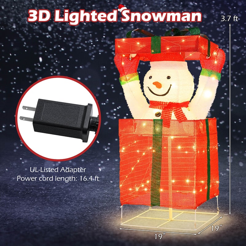 Costway Lighted Snowman in Gift Box Christmas Decoration with 100 LED - as pic shows - See Details