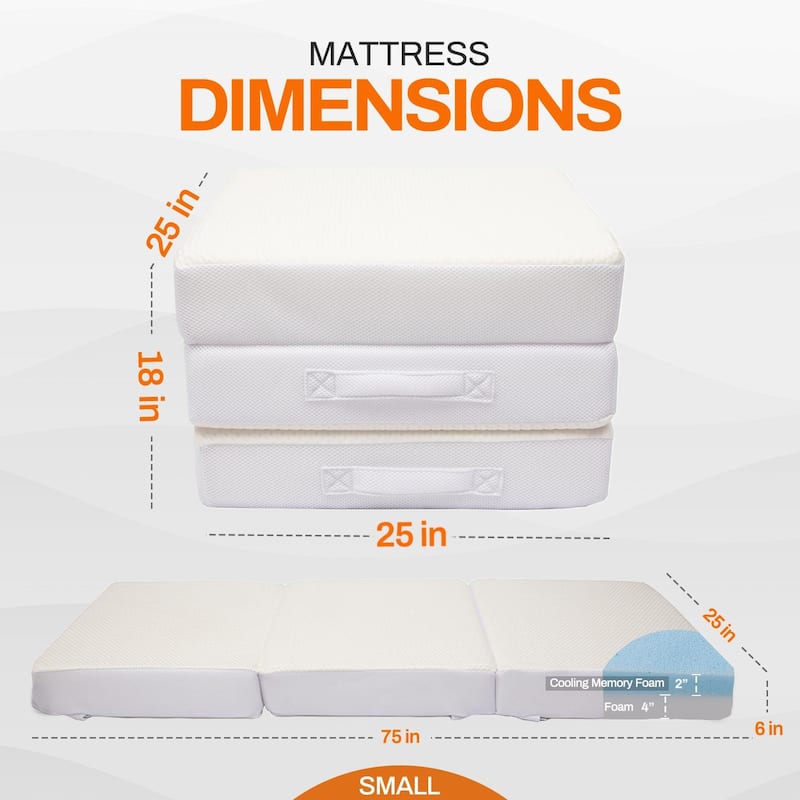 Cheer Collection Tri-fold 6" Folding Mattress with 2" Gel Infused Memory Foam - Short Full