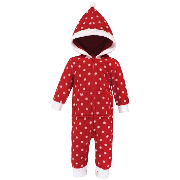 slide 1 of 1, Hudson Baby Infant Girl Fleece Jumpsuits, Coveralls, and Playsuits 1pk, Red Polka Dot 0 - 3 Months - Red