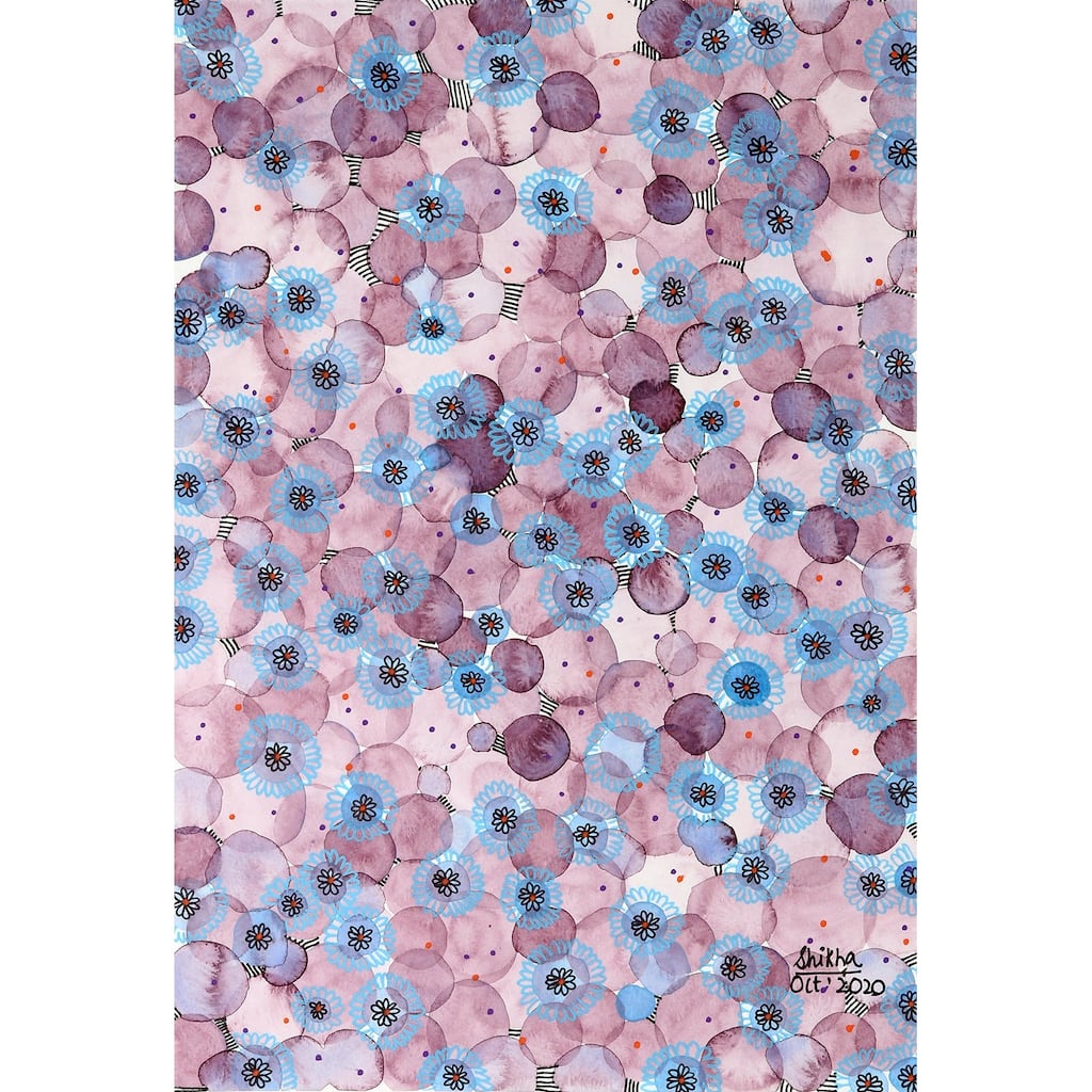 Novica Handmade Lavender Sky Abstract Watercolor Painting On Paper