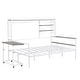 preview thumbnail 22 of 34, Metal Daybed with Movable Desk, Metal Slat Support Bed Frame Metal Grid, Shelves and Clothes Hanger