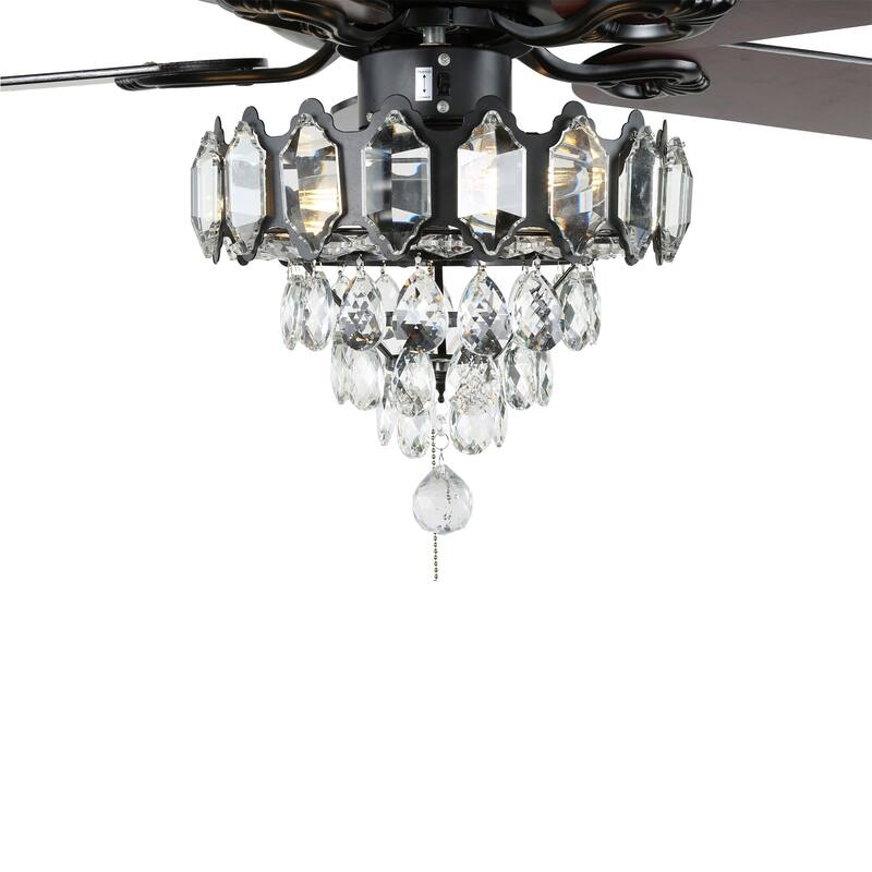 Bella Depot 52" Crystal Ceiling Fan with Reversible Blades, Remote Control and Light Kit