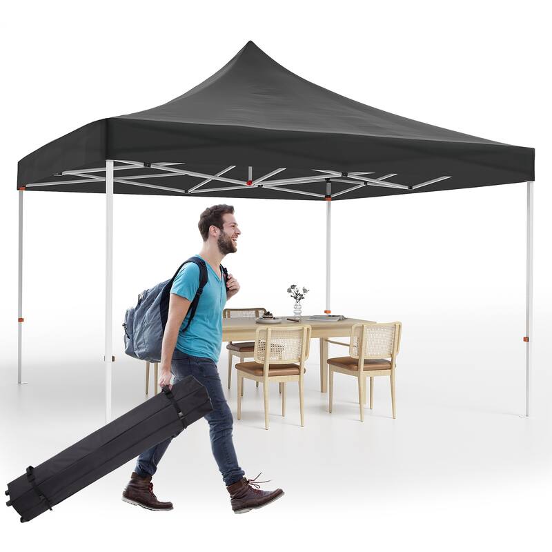 10x10 FT Heavy Duty Pop Up Canopy Tent with Roller Bag, Stakes & Ropes, Commercial Outdoor Shelter