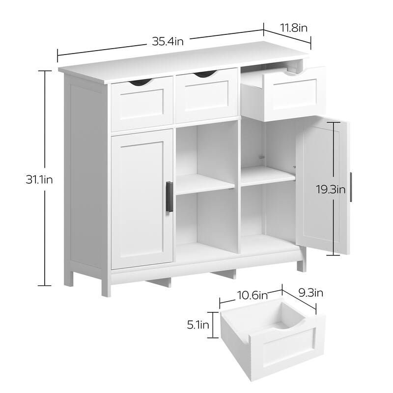 Wooden Floor Cabinet,with Drawers and Shelves Storage Cabinets,Accent Cabinet for Living Room,Bedroom