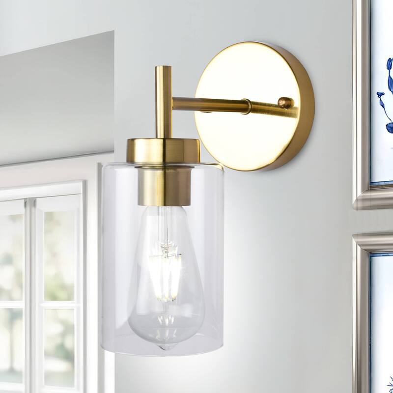 1-Light Modern Bathroom Vanity Light with Clear Glass Shades, Classic Wall Sconces for Dining Room Living Room