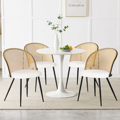 Modern Upholstered Rattan Dining Chairs Set of 2/4