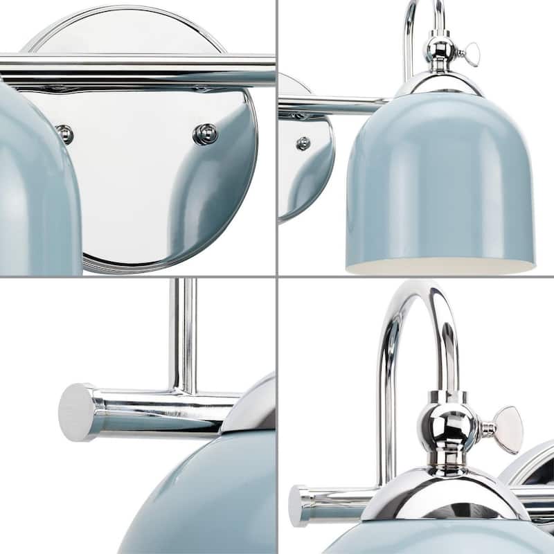Dalton Collection Two-Light Chrome Metal Shade Bath Vanity Light - 15 in x 7.37 in x 9 in