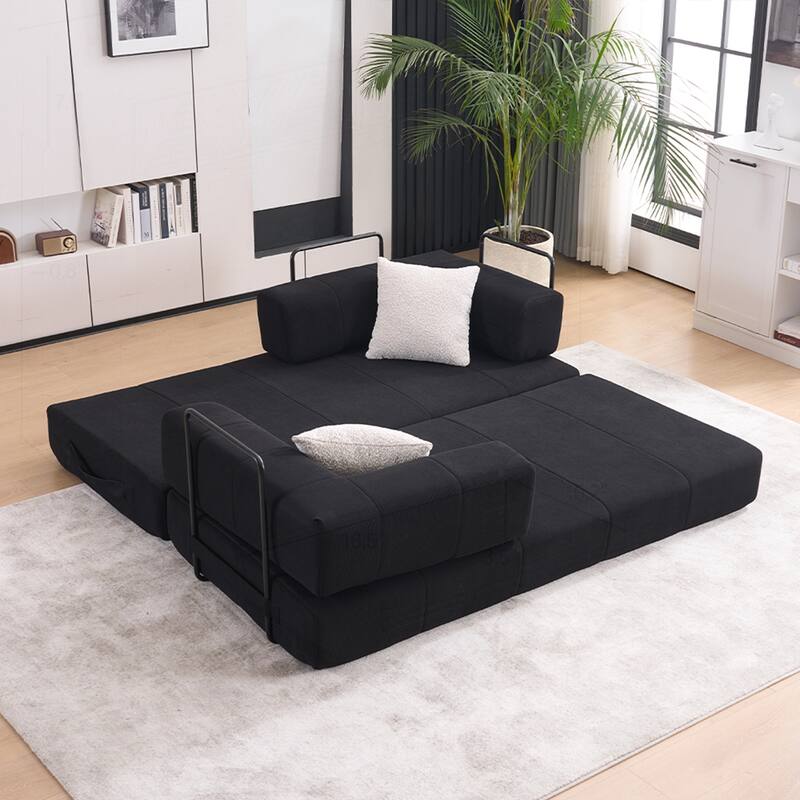 Versatile Convertible Sofa Bed with Plush Pillows for Any Living Space