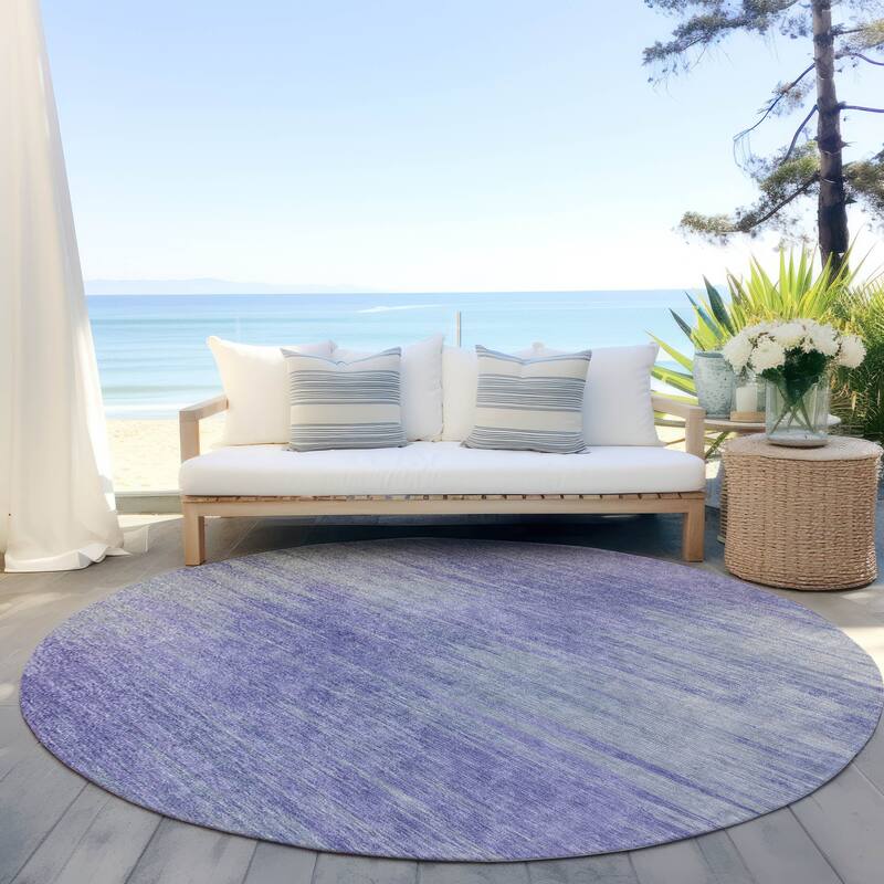 Machine Washable Indoor/ Outdoor Chantille Solid Ombre Rug - 8' x 8' - Plum