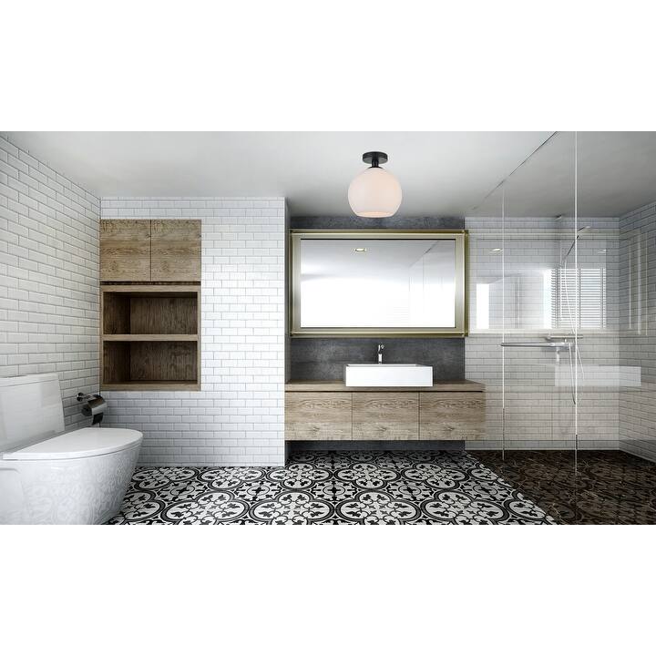 1 Light Flush Mount with 10 inch Frosted White Glass