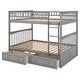 preview thumbnail 8 of 25, Convertible Full over Full Bunk Bed Wooden Kids Bed with Two Storage Drawers,Ladder and Guardrail
