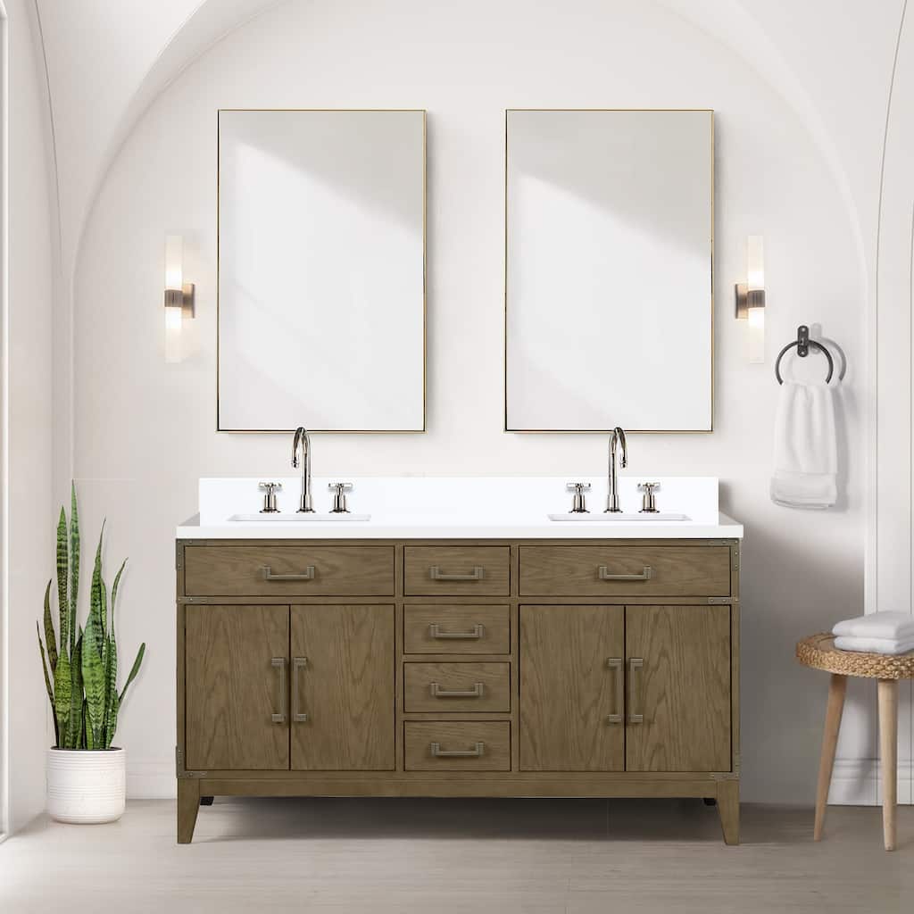 Laurel 60 in W x 22 in D Black Oak Double Bath Vanity and Cultured Marble Top