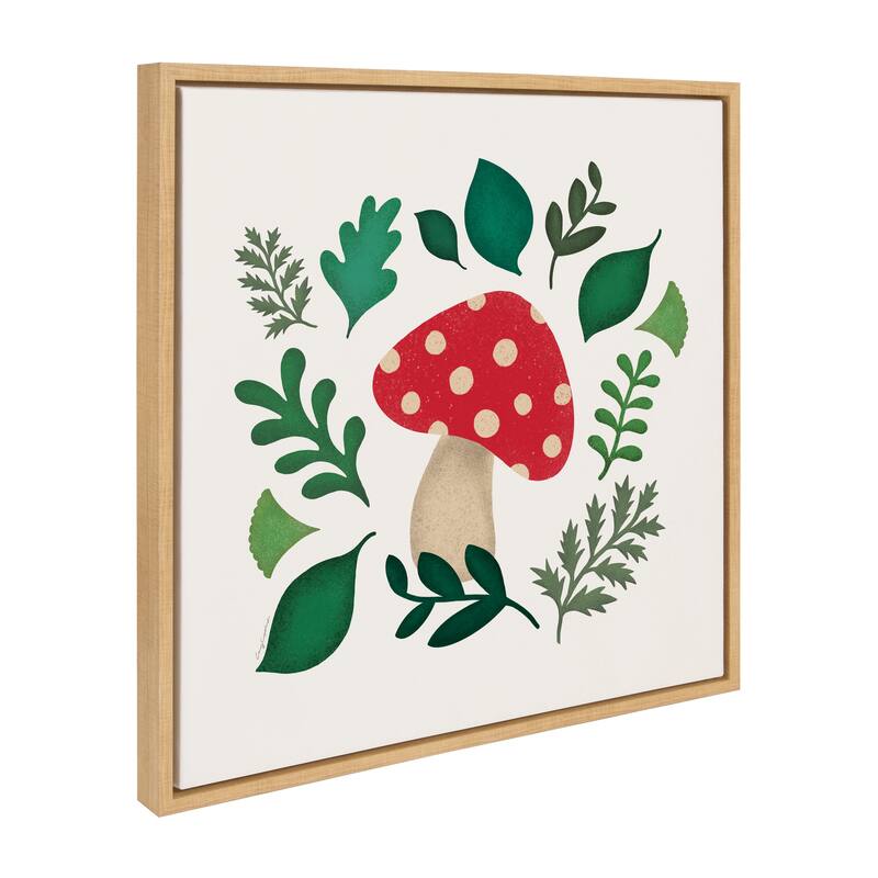 Kate and Laurel Sylvie Red Magic Mushrooms Canvas by Carey Copeland - 22x22 - Natural