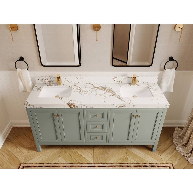 Willow Collections 72 in. W x 22 in. D Nashville Double Bowl Sink Bathroom Vanity with Countertop