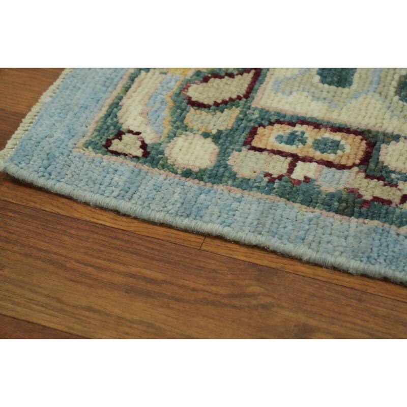 Vegetable Dye Wool Oushak Turkish Area Rug, Medallion Geometric Carpet - 9' 9'' X 8' 4''