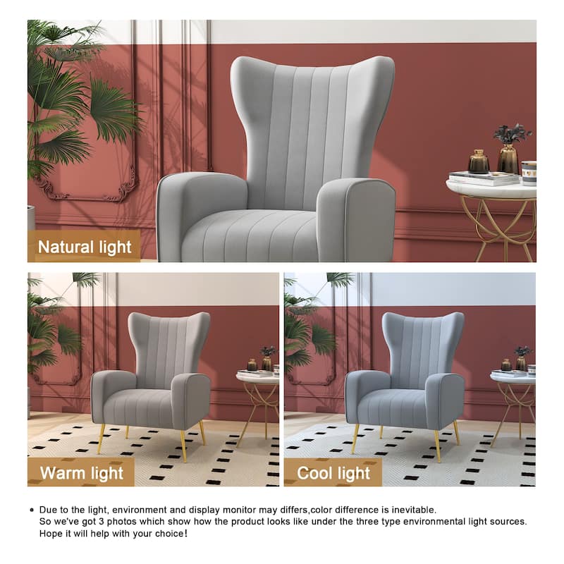 Velvet Accent Chair Upholstered Living Room Arm Chair
