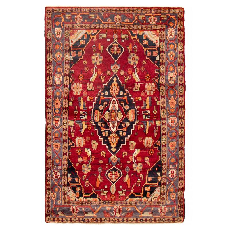 ECARPETGALLERY Hand-knotted Andelz Red Wool Rug - 4'9 x 7'4 - Red - 4'9 x 7'4
