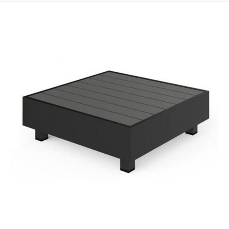 29" Square Black Metal Coffee Table, Slatted Patio Table