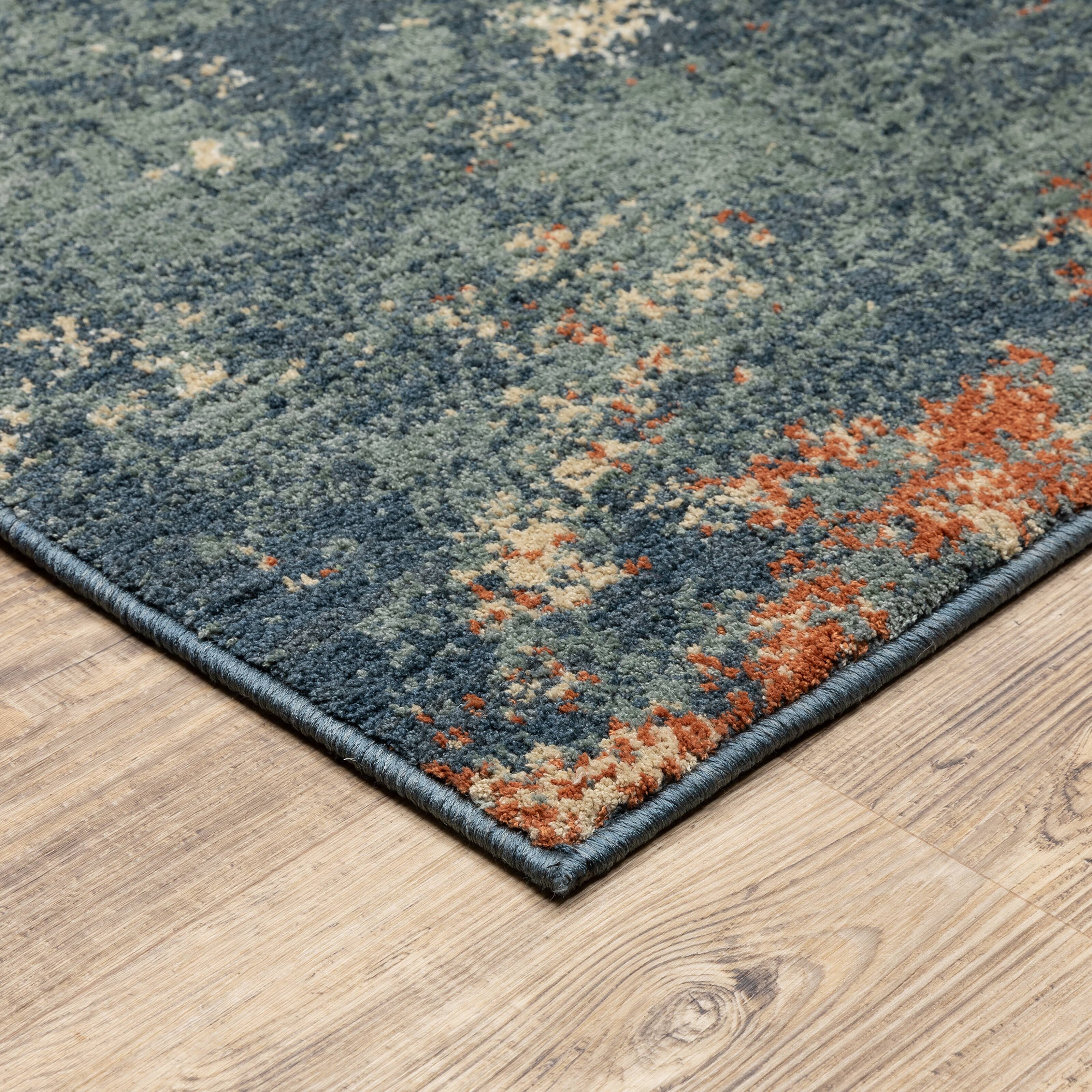 Farley Abstract Blue/Tan Area Rug On Sale Bed Bath & Beyond 36576003