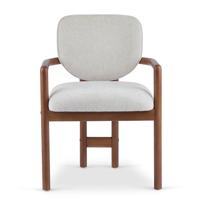 Dining Chairs Set of 2 Upholstered Arm Chairs, Modern Fabric Accent Chairs with Rubber Wood Legs