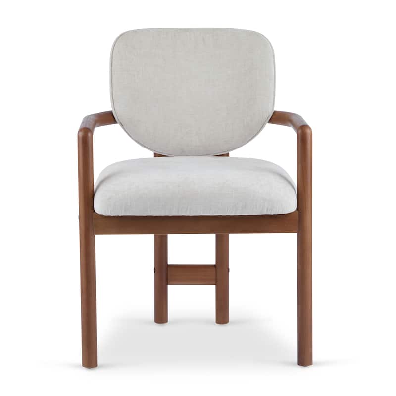 Roomfitters Upholstered Dining Arm Chair Set of 2, Rubber Wood Accent Seating, Comfortable Padded Seat