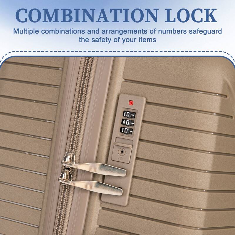 20"/24"/28" 3 pcs/set in PP Spinner Wheel Luggage, Carry on Suitcase, Matching Color, Combination Lock