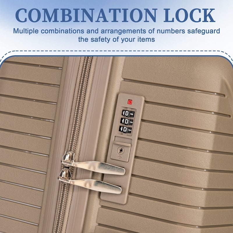 3-Piece, Modern Luggage Sets, Multi-functional Luggage with Spinner Spinner and Combination Lock, for Boarding Travel, Champagne