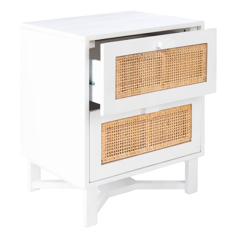 SAFAVIEH Dayana 2-Drawer Rattan Accent Table Nightstand