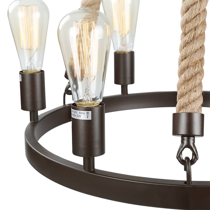 Farmhouse 8-Light Wagon Wheel Rustic Chandelier for Dining Room - 8-Light Wagon Wheel Chandelier
