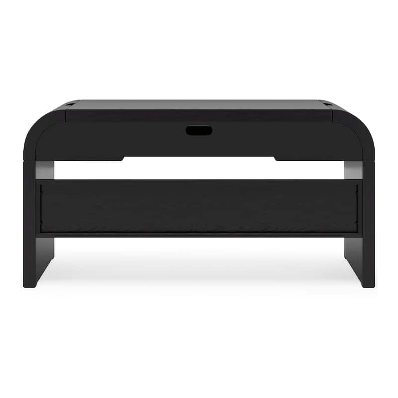 Robeck Home Office Desk, Curved Design, USB and Drawers, 60 Inch Black
