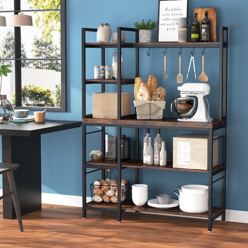 5-Tier Kitchen Bakers Rack with Storage, Microwave Oven Stand, Kitchen Utility Storage Shelf